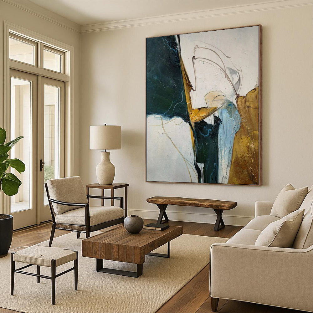 Expansive-Scale Hand-Painted Abstract Wall Art for Bedroom & Dining Room LargeART2336