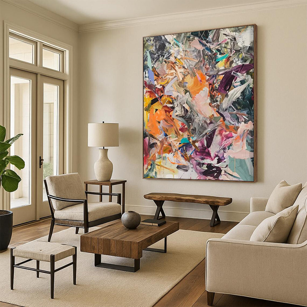 Volcanic Pulse: Immense - Scale Hand - Painted Custom Abstract Creation for Bedroom and Bar DTP098