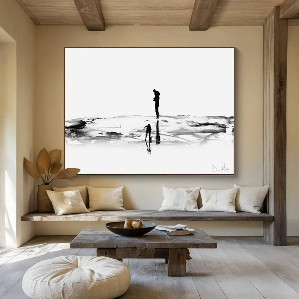 Monochrome Beach Silhouette - Serene Bathroom Decor DLZ114