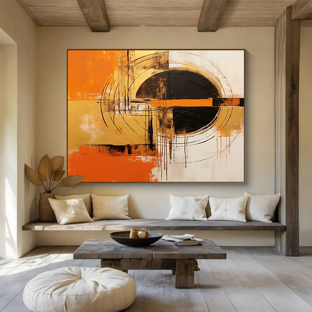 Orange - Black Geometric Dynamism - Bold Entryway Art DLZ105