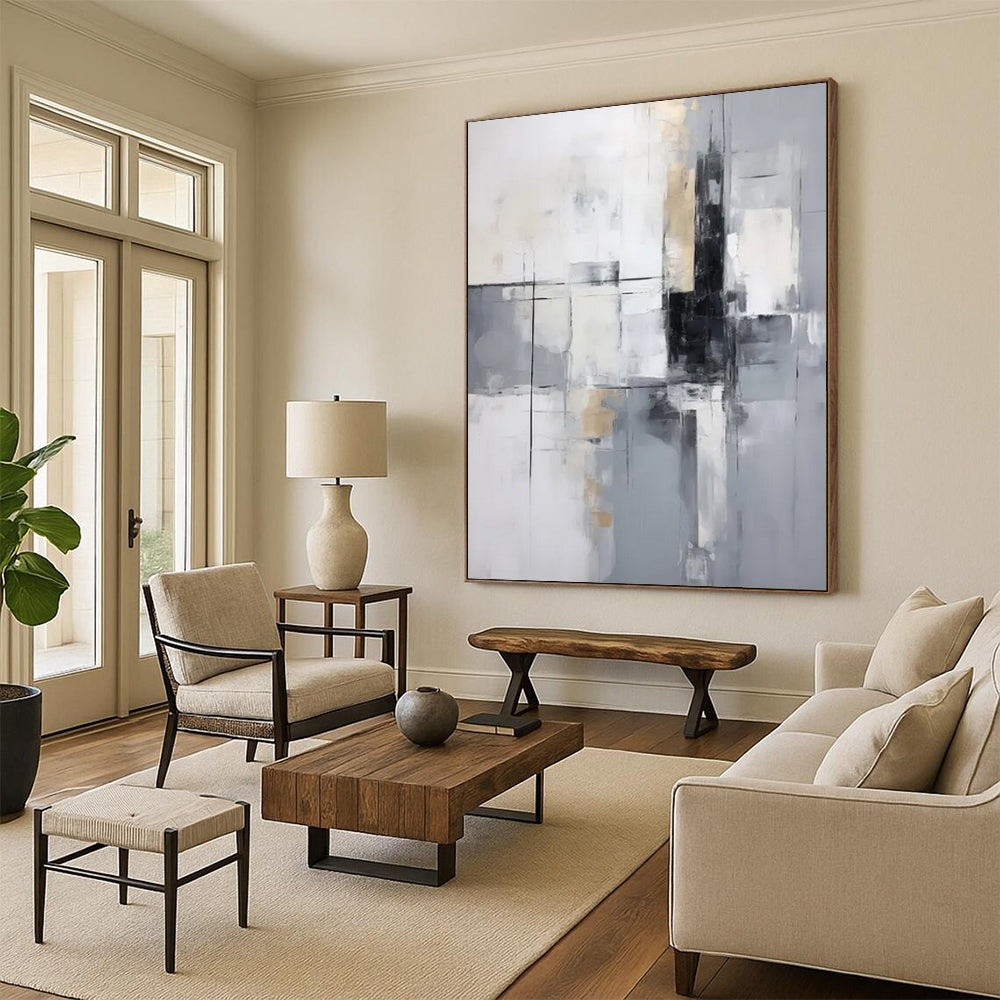 Textured Horizons: Grand Custom Abstract Work for Entryway and Hotel DTP138