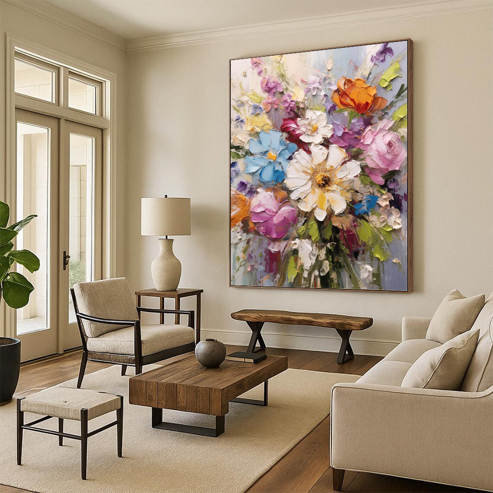 Grand Vertical Hand - Painted Custom Abstract Sonnet (with Crystal Textures) for Dining Room and Hotel DKH1593