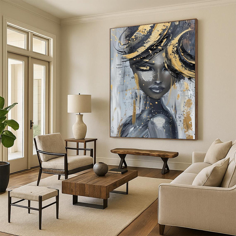 Gigantic Hand-Painted Abstract Wall Murals for Dining Room & Library LargeART2196
