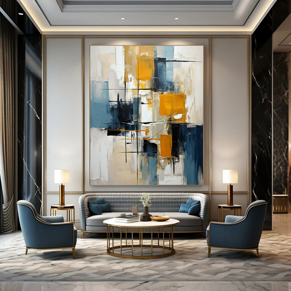 Oversized Custom Hand-Painted Abstract Mural for Living Room & Hotel Wellness Retreats LargeART1452