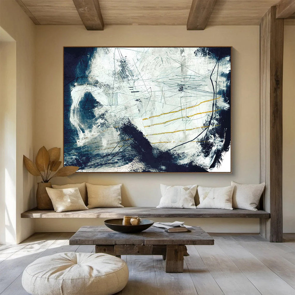 Black - White Line Abstract: A Focal Point for Modern Living Rooms DLZ141