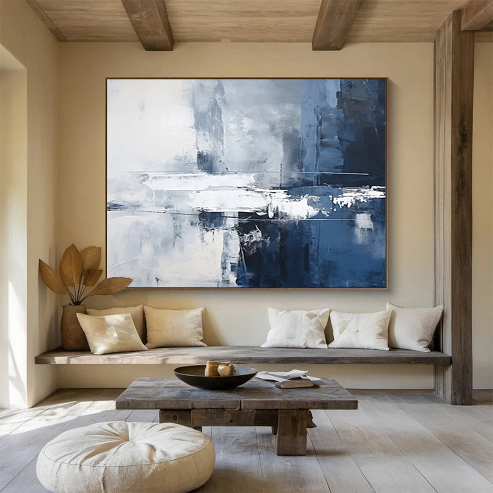 Blue - Gray Abstract Cityscape - Modern Office Decor DLZ103