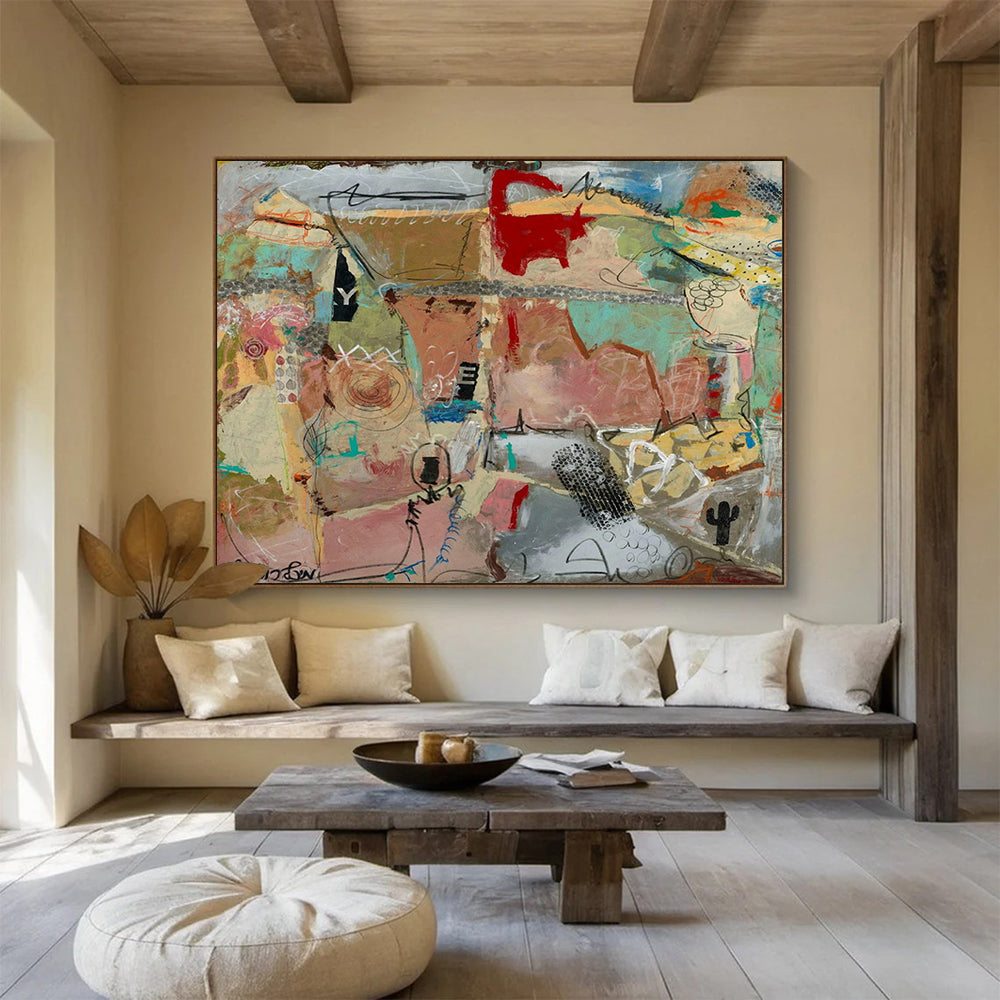 Earth - Toned Abstract Collage - Rustic Living Room or Office Art DLZ243