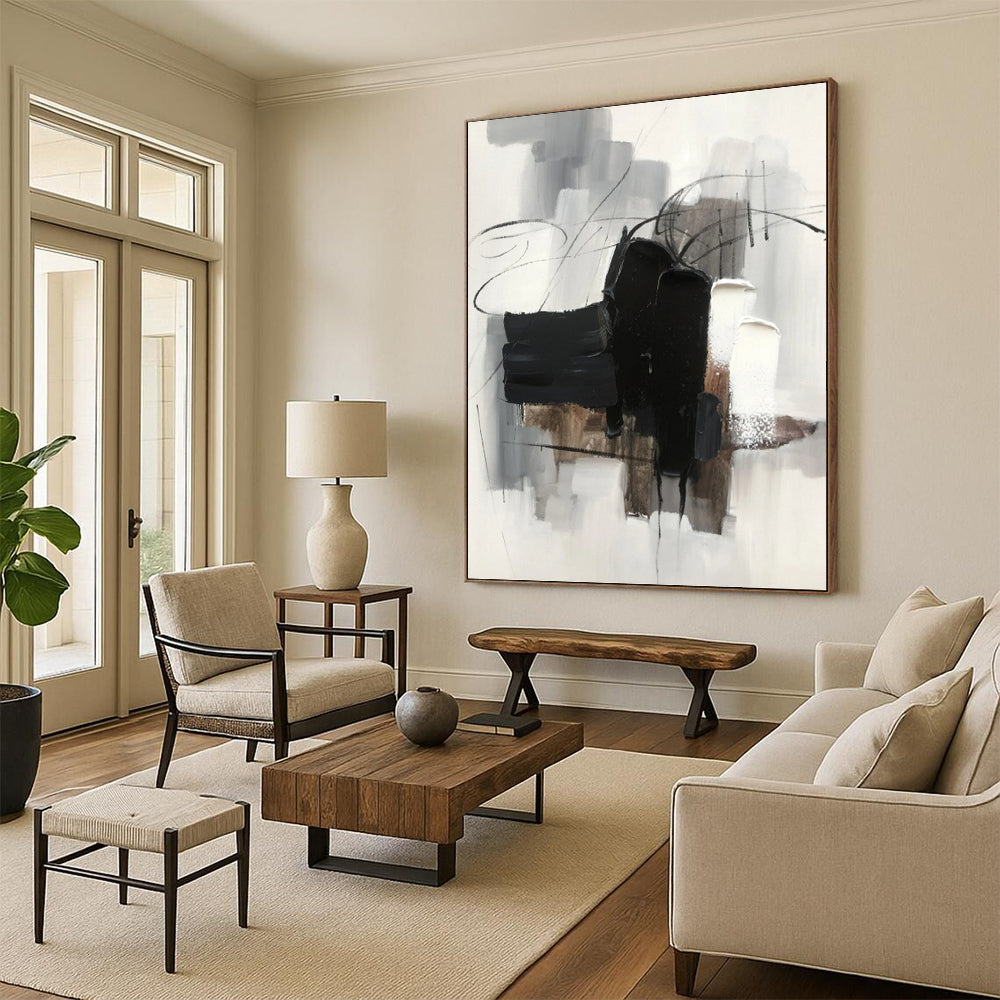 Elegant Hand - Painted Textured Abstract Painting for Dining Room & Bar DKH1275