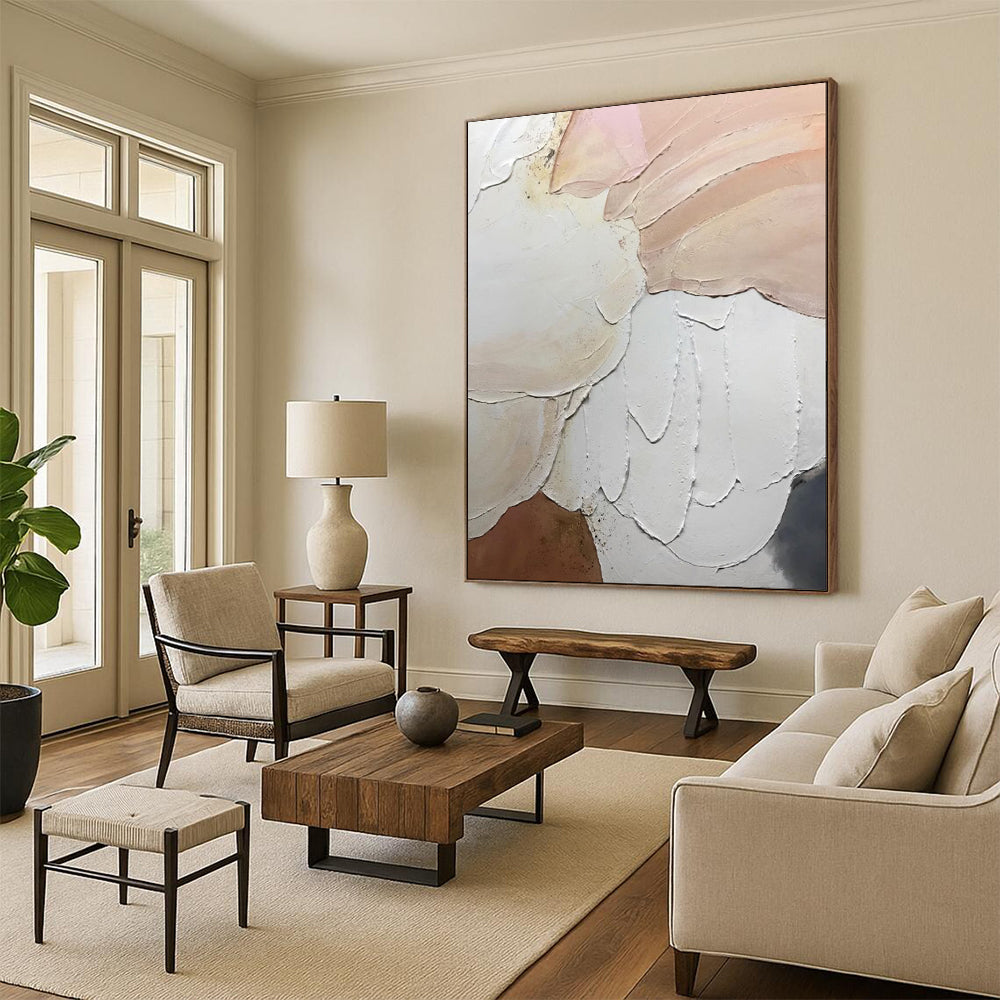 Earthy & Natural Hand-Painted Custom Abstract Painting for Dining Room & Hotel LargeART1991