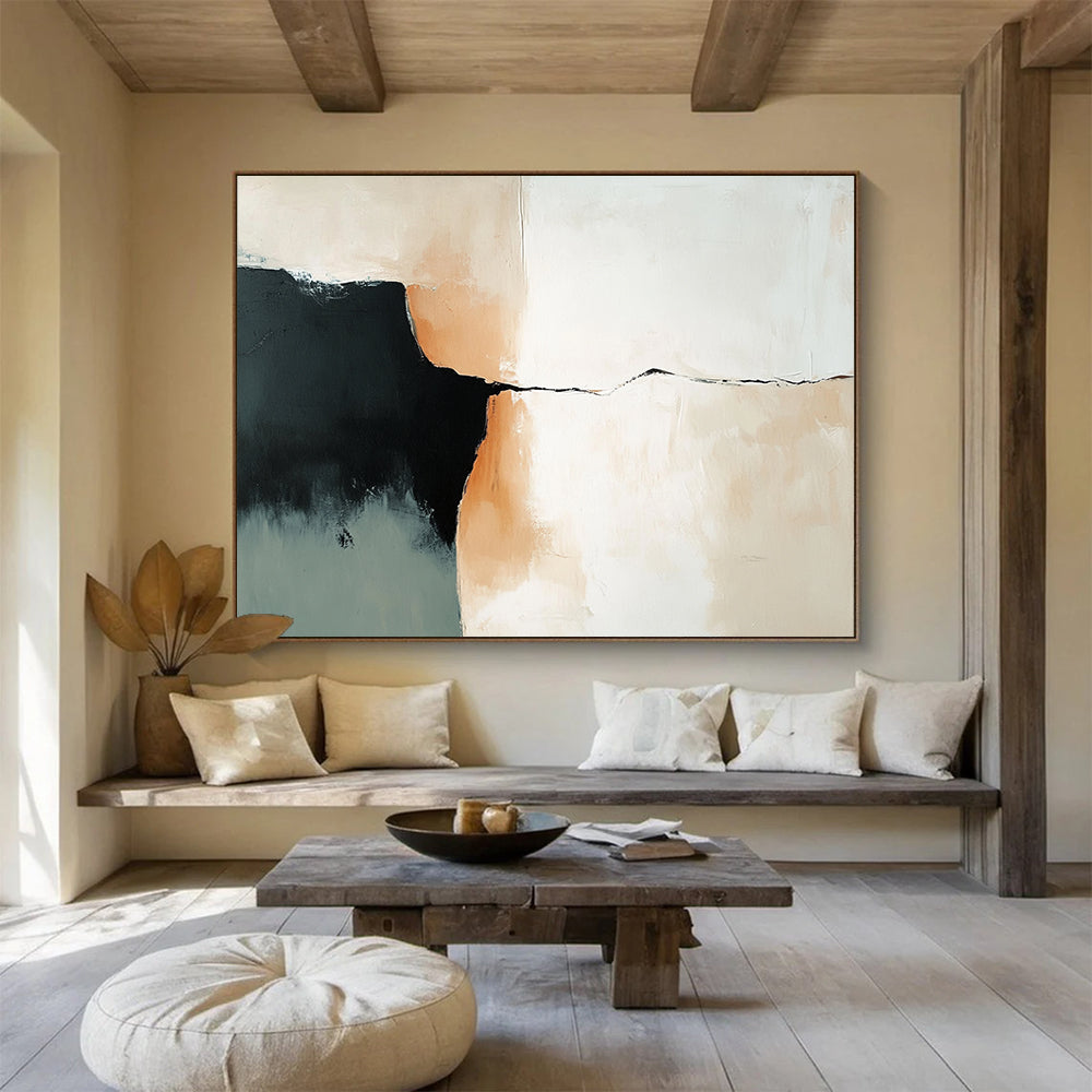 “Minimalist Color Block” - Black, Beige, Gray, Simple Geometric Shapes Painting On Canvas HB0950