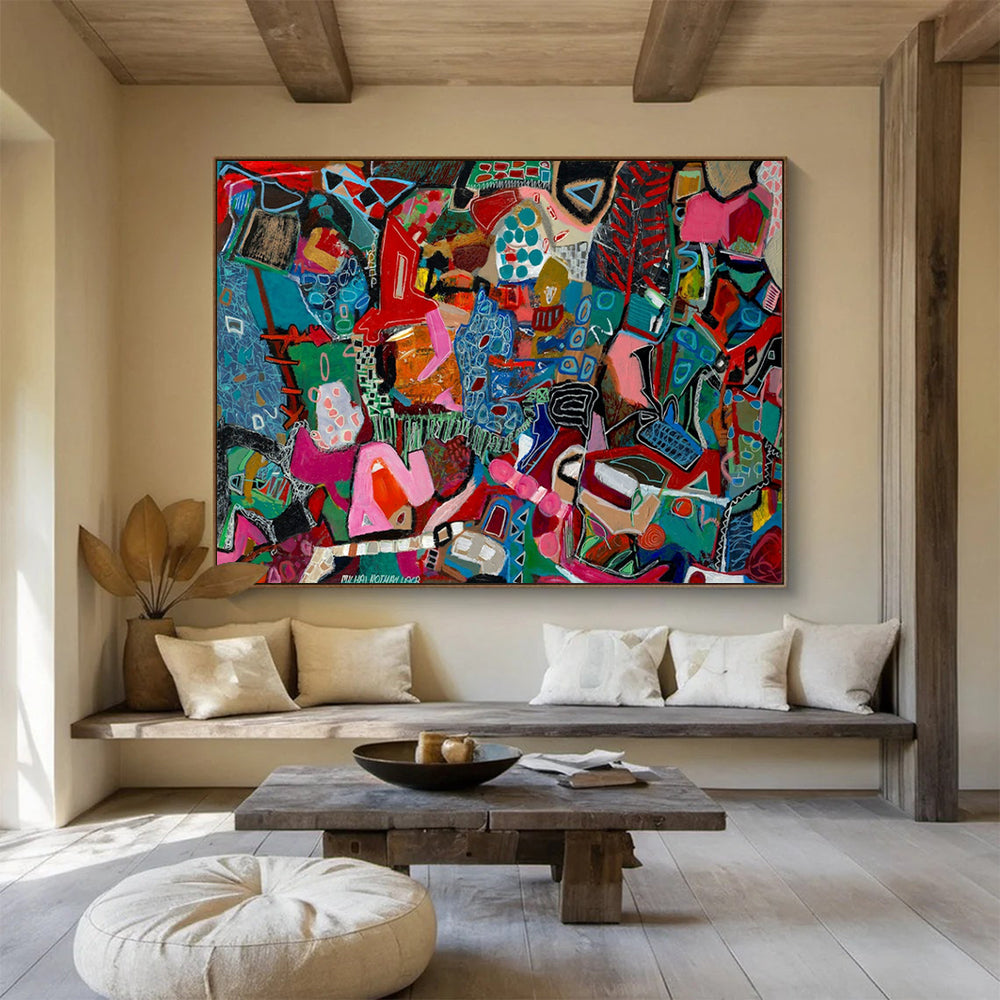 Colorful Abstract Mosaic - Vibrant Living Room or Office Art DLZ242