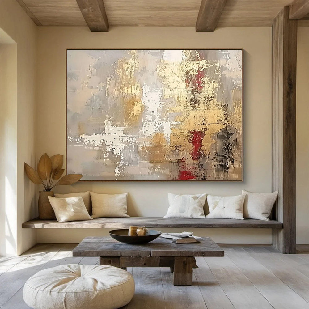 Gold & Red Abstract Elegance - Sophisticated Dining Room Glam DLZ045