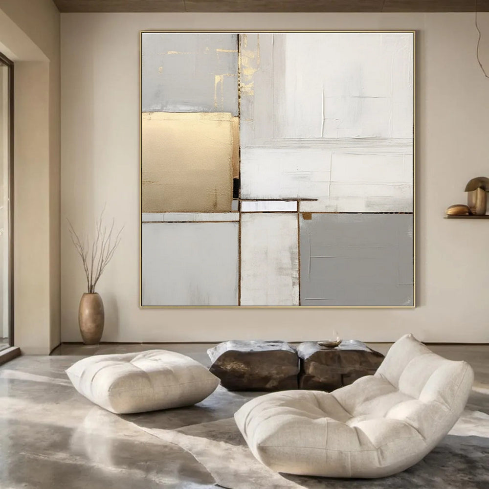 Oversized Custom Hand-Painted Abstract Mural for Living Room & Hotel Ballrooms