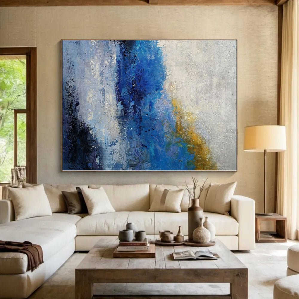 Grand Hand-Painted Abstract Canvas for Attic Storage and Display Shelf Walls