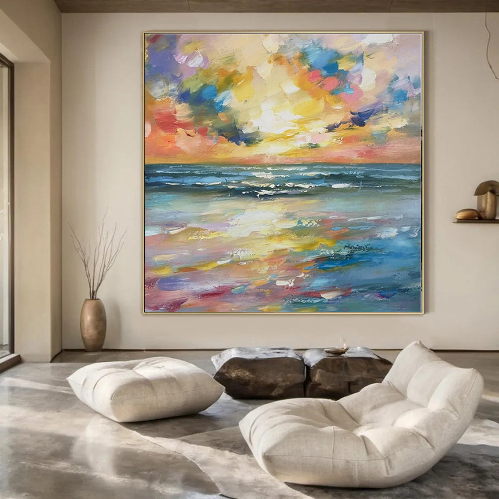 Custom Hand-Painted Abstract Mural for Bedroom & Hotel Poolside Cabanas