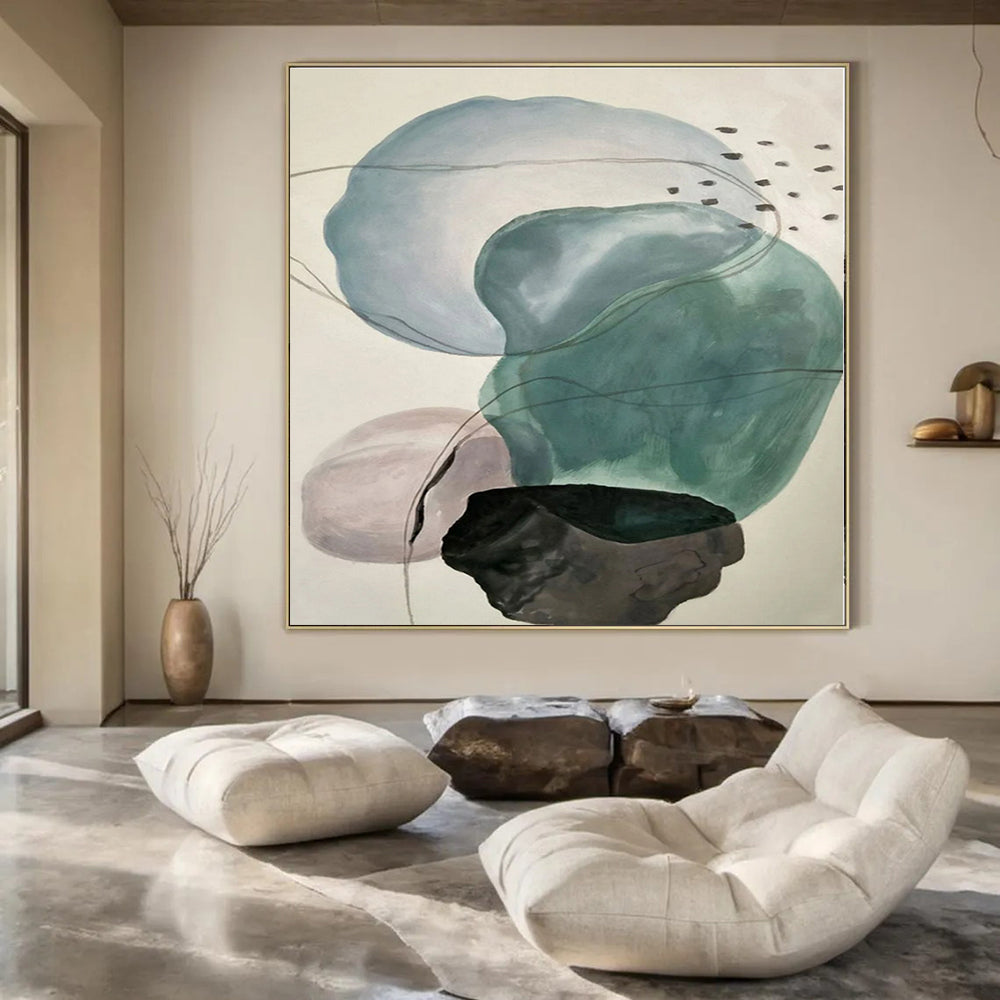 Hand-Painted Custom Abstract Mural for Office Administrative Areas