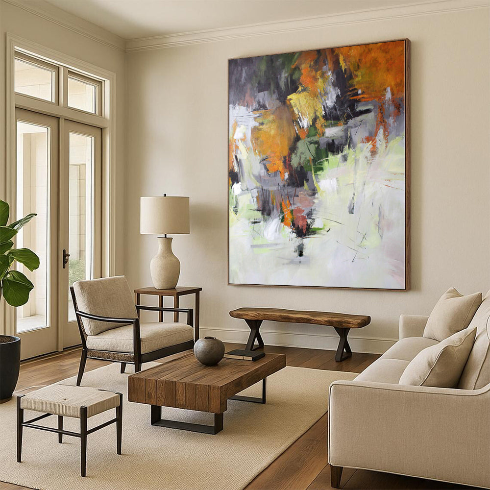 Giant Hand-Painted Abstract Canvas for Nursery Feature Walls