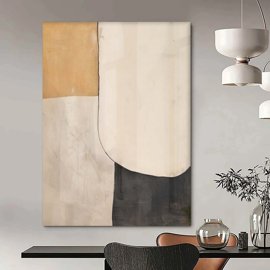 Colossal Hand-Painted Contemporary Abstract Canvas for Family Home Entryways