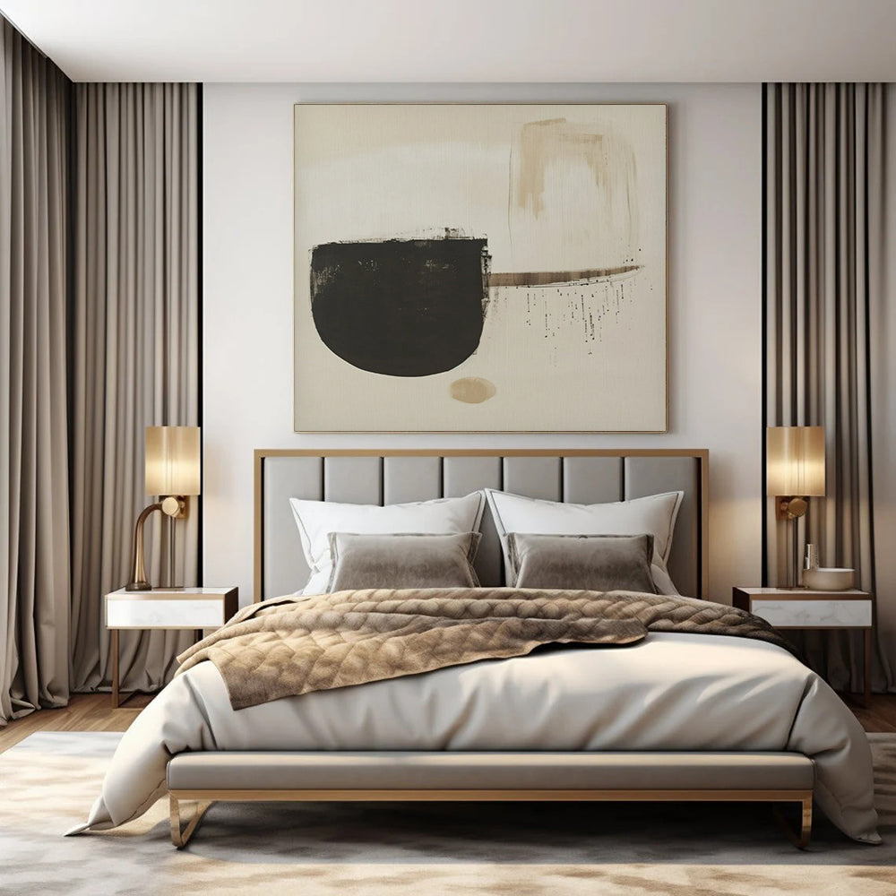 Huge Hand-Painted Contemporary Abstract Canvas for High-End Residential Foyer Entrances
