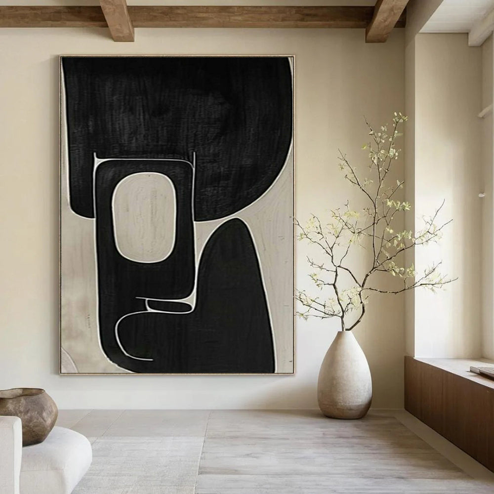 Oversized Hand-Painted Modern Abstract Painting for Family Home Meditation Nooks