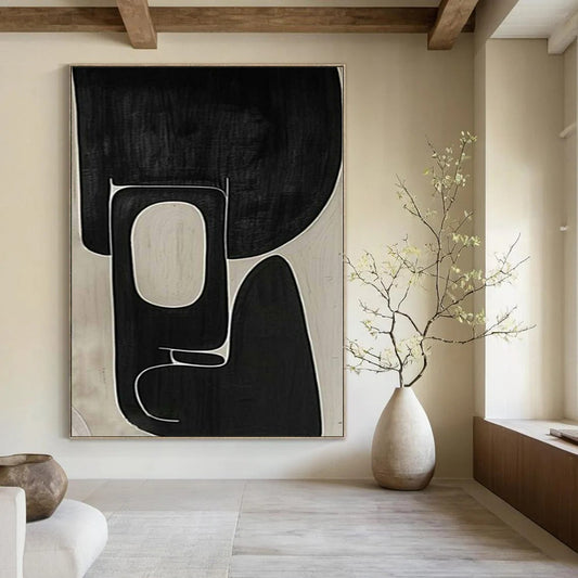 Oversized Hand-Painted Modern Abstract Painting for Family Home Meditation Nooks