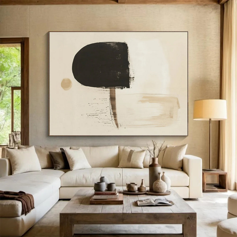 Immense Hand-Painted Abstract Canvas for Dining Room Buffet Areas
