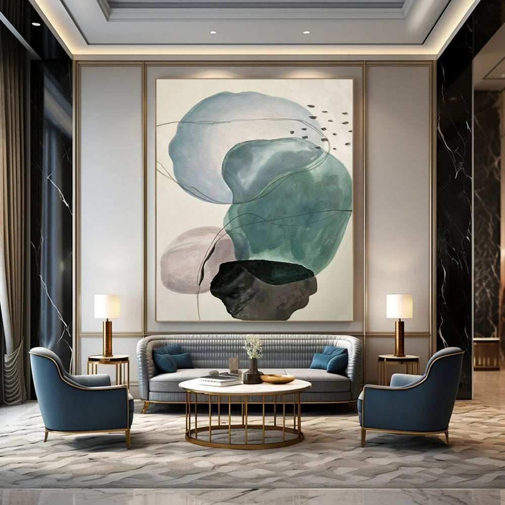 Hand-Painted Custom Abstract Mural for Office Administrative Areas