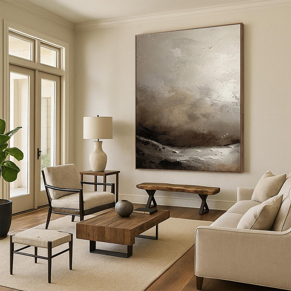 Vast Minimalist Hand-Painted Abstract Art for Sunroom Serenity Wall