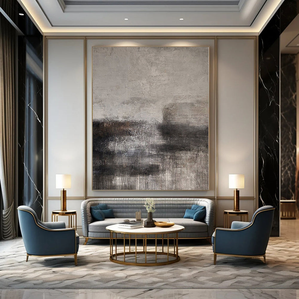 Monumental Handcrafted Abstract Canvas for Cultural Center Atriums