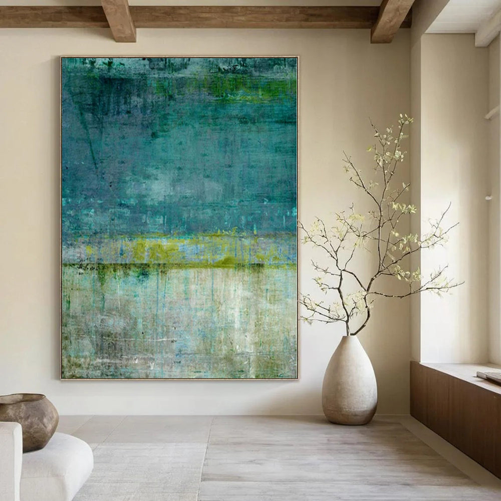 Custom Oversized Abstract Canvas for Balcony Lounges - Hand-Painted Acrylic