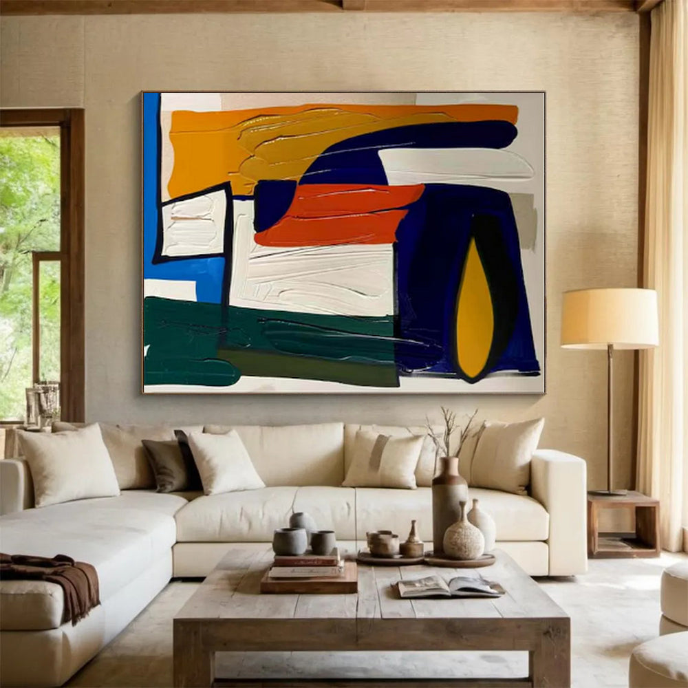 Gigantic Custom Hand-Painted Abstract Painting for Mudroom Pet Feeding Wall LargeART0627
