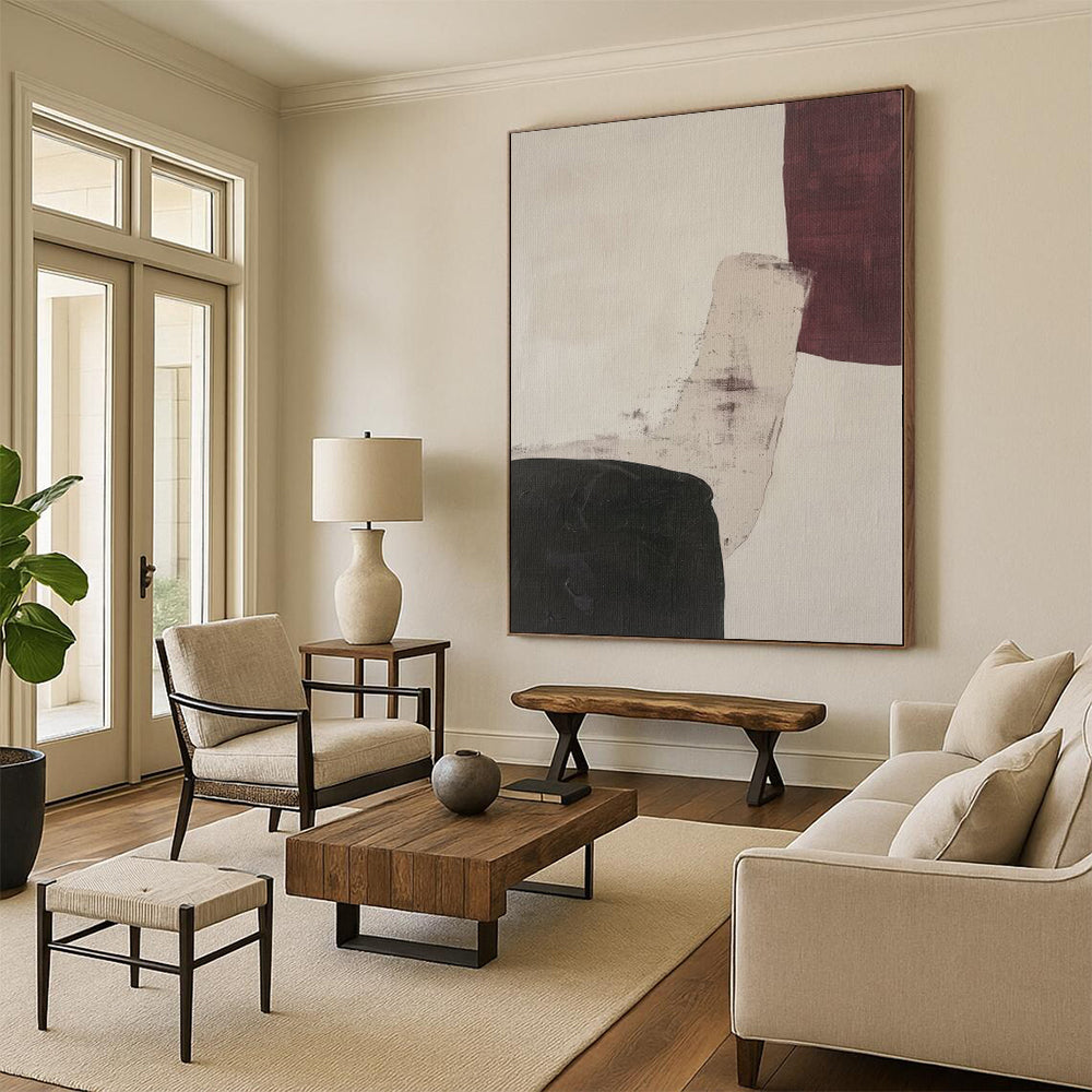 Grand Hand-Painted Abstract Canvas for Attic Living Spaces