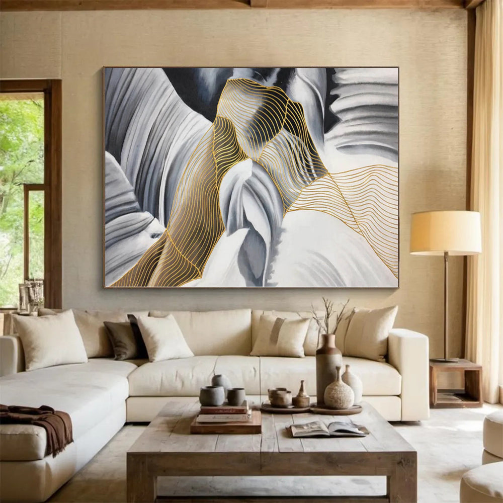 Giant Hand-Painted Abstract Canvas for Nursery Mobile and Crib Bedding Wall