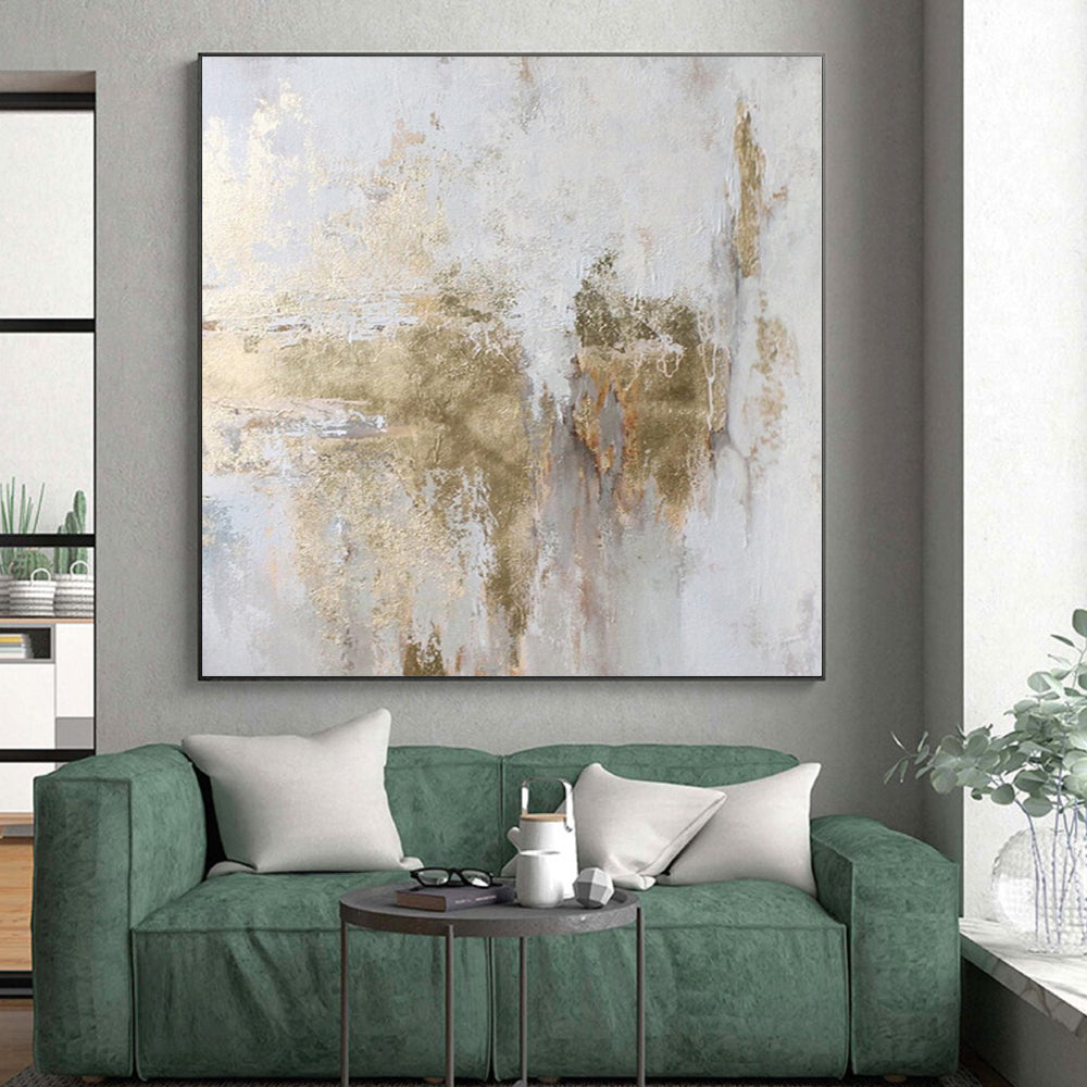 Monumental Custom Abstract Painting for Home Library Bookshelf Walls