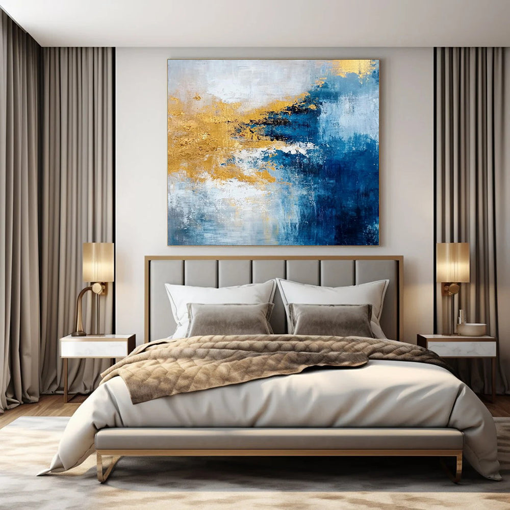 Extra-Huge Hand-Painted Modern Abstract Canvas for Luxury Villa Home Theaters