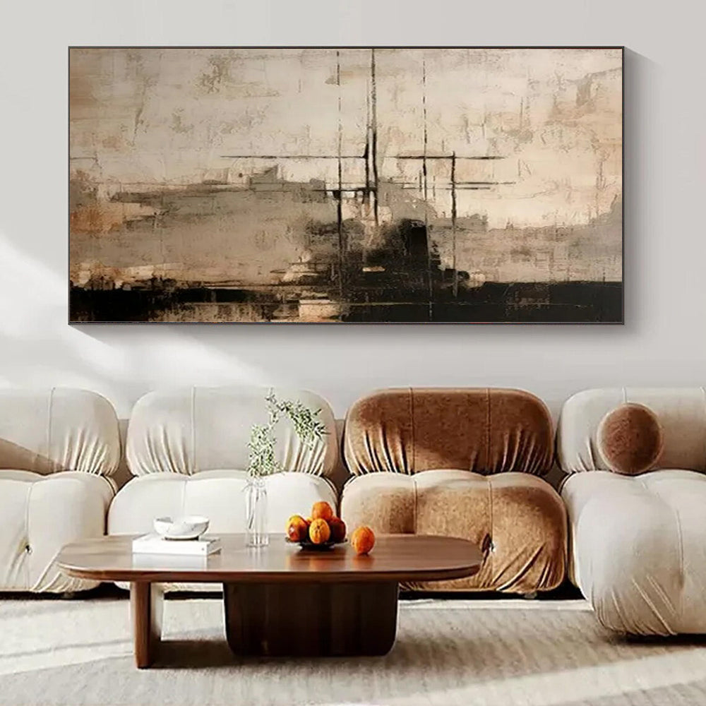 Hand-Painted Large Modern Abstract Wall Art for Bedroom Behind Headboards