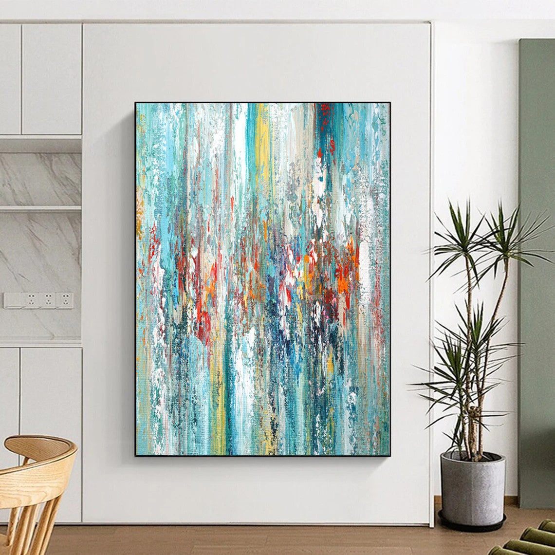 Large Custom Abstract Art for Bathroom Shower Alcove Walls