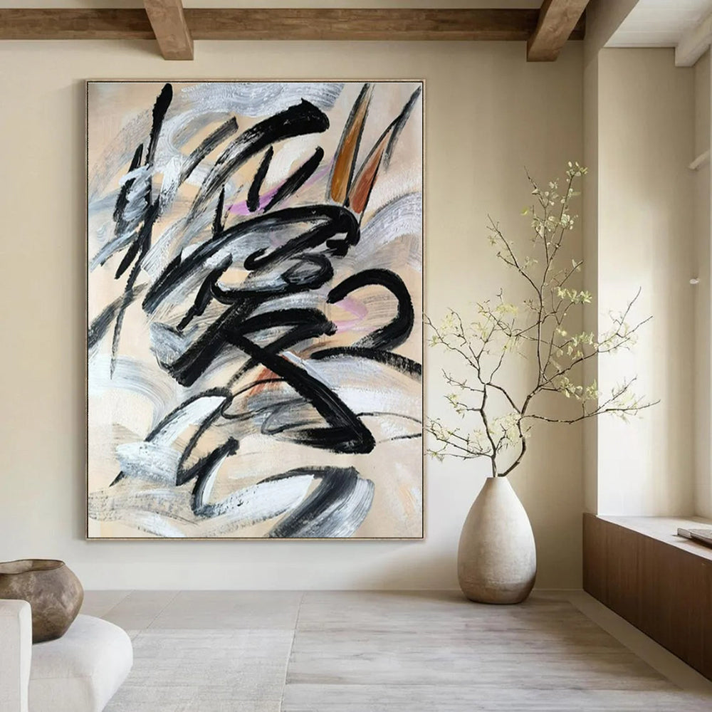 Oversized Custom Hand-Painted Abstract Canvas for Office Legal Departments