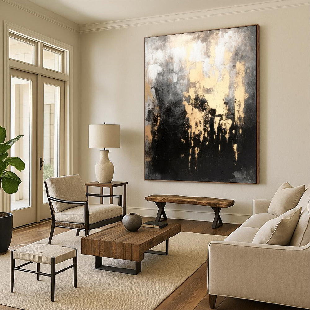 Grand Hand-Painted Abstract Painting for Hallway Picture Ledge Walls