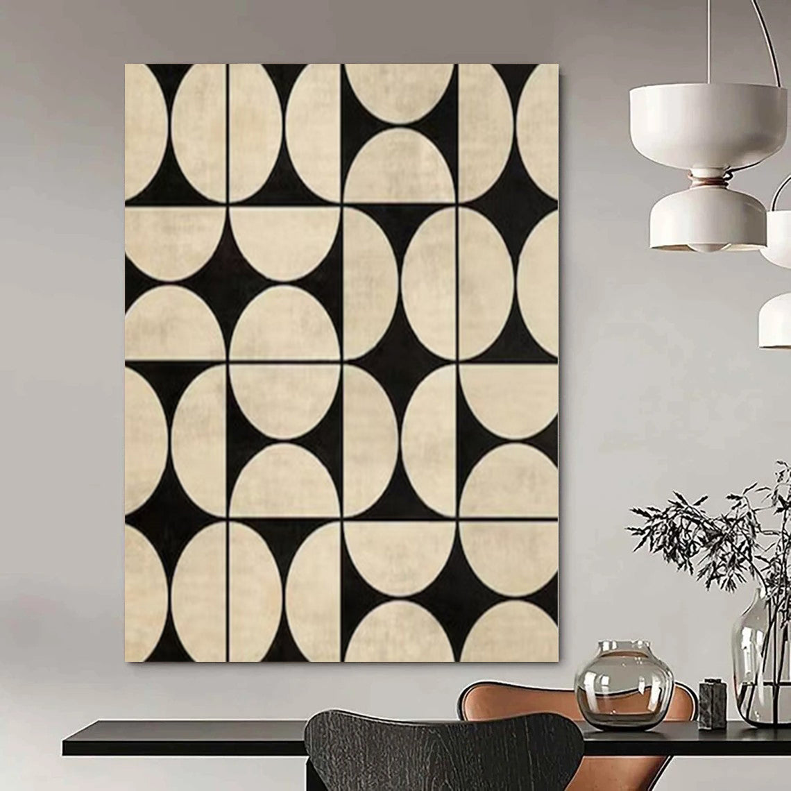 Oversized Hand-Painted Modern Abstract Painting for Family Home Meditation Rooms
