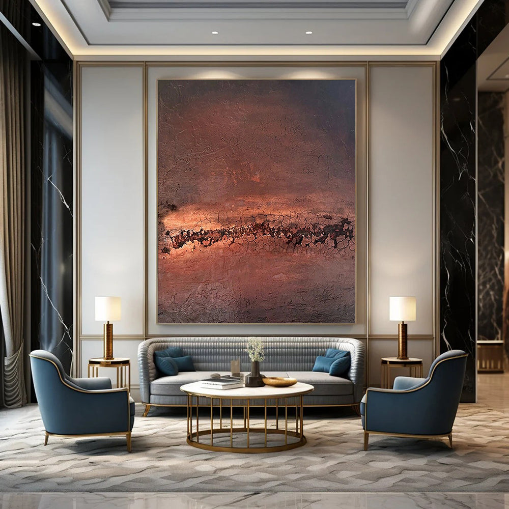 Gigantic Hand-Painted Contemporary Abstract Painting for Sports Arena VIP Lounges