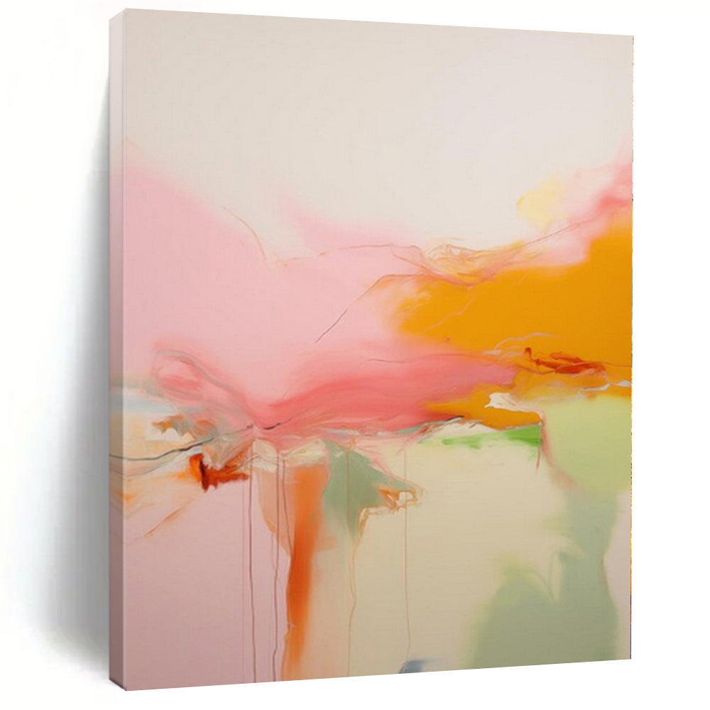 Large Hand-Painted Contemporary Abstract Wall Art for Dining Room Behind China Cabinets