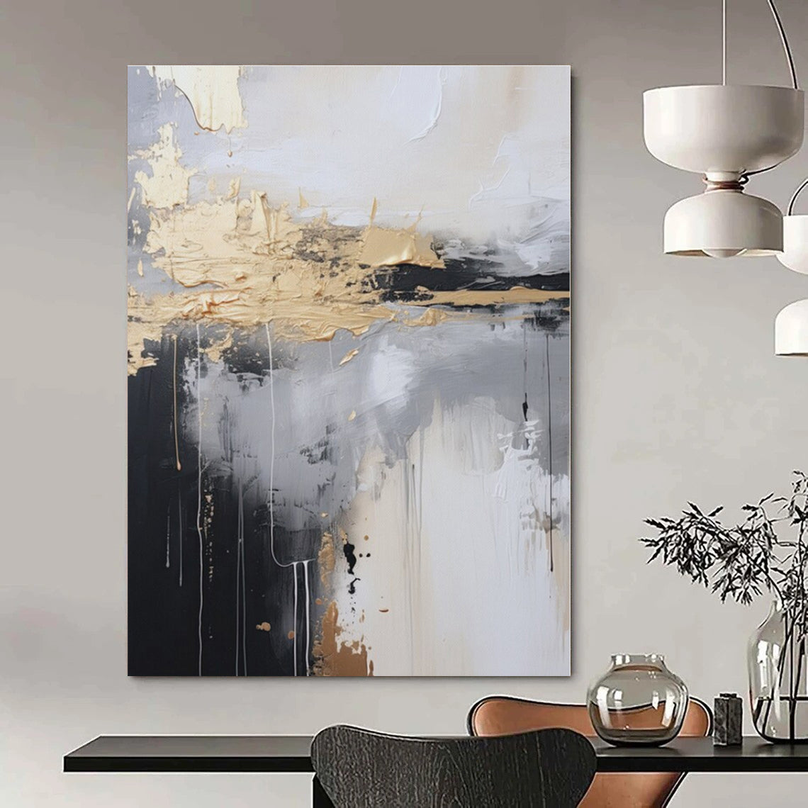 Hand-Painted Bespoke Abstract Canvas for Living Room & Hotel Banquet Halls