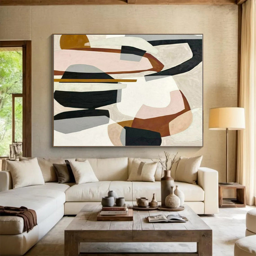 Vast Hand-Painted Abstract Art for Sunroom Natural Light Interaction LargeART0670