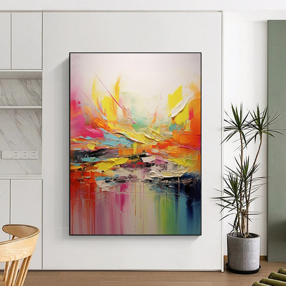 Large-Scale Abstract Art for Dining Room Wall Opposite Window