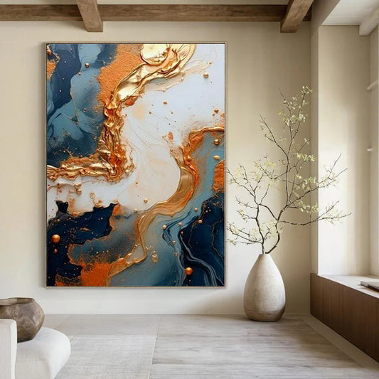 Huge Hand-Painted Contemporary Abstract Canvas for Bedroom Ceilings