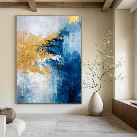 Extra-Huge Hand-Painted Modern Abstract Canvas for Luxury Villa Home Theaters