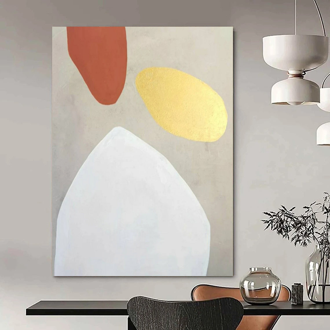 Large-Scale Hand-Painted Contemporary Abstract Mural for Boutique Hotel Lobbies