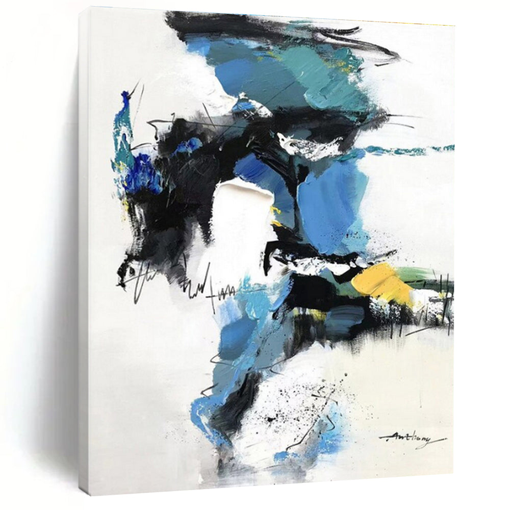 Monumental Modern Abstract Painting for Home Indoor Poolside Relaxing Atmosphere