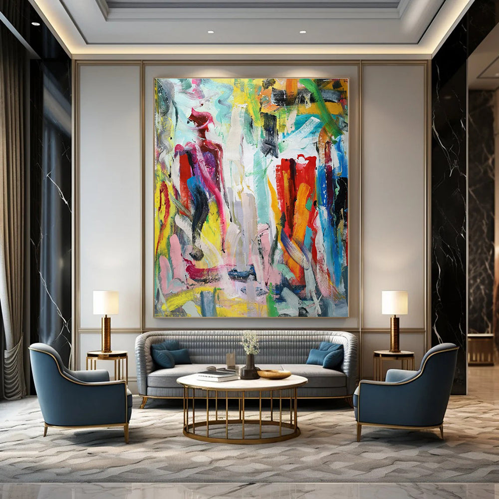 Hand-Painted Personalized Abstract Artwork for Office Customer Service Areas